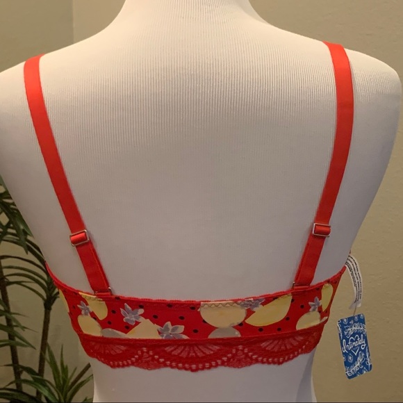NWT $38 Free People Mari Red Printed Bralette Bra XS S M - Picture 6 of 13